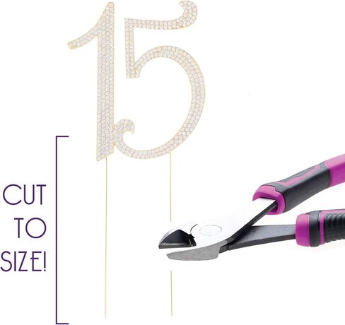 Ella Celebration 15 Cake Topper Rhinestone Rose Gold 15th Birthday Quinceañera Number Decoration (Rose Gold) in Kuwait