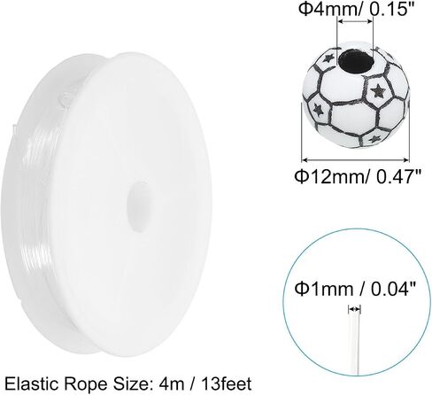 PATIKIL 12mm Acrylic Football Beads Bulk, 100 Pack Sports Ball Bead Star Style Round Sports Spacer with 4.4 Yard Elastic Rope for DIY Crafts Bracelet Necklace Making, Multicolor in Saudi Arabia