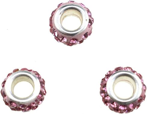 HAHIYO Crystal Rhinestone Pave European Spacer Beads 11.7mm Diameter Big Hole to Thread Bright Shine Catch Light Neat Row Arrange No Rough Edge No Strong Smell for DIY Bracelet Necklace 25PCS Pink in Saudi Arabia