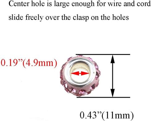 HAHIYO Crystal Rhinestone Pave European Spacer Beads 11.7mm Diameter Big Hole to Thread Bright Shine Catch Light Neat Row Arrange No Rough Edge No Strong Smell for DIY Bracelet Necklace 25PCS Pink in Saudi Arabia