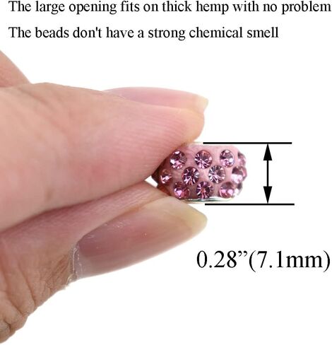 HAHIYO Crystal Rhinestone Pave European Spacer Beads 11.7mm Diameter Big Hole to Thread Bright Shine Catch Light Neat Row Arrange No Rough Edge No Strong Smell for DIY Bracelet Necklace 25PCS Pink in Saudi Arabia