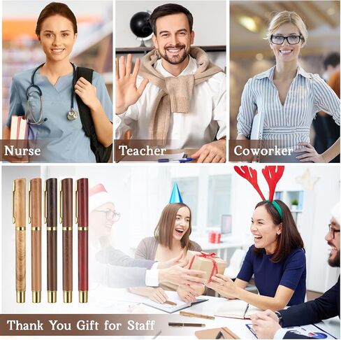 Perkoop 20 PCS هدايا المعلم هدايا تقديرات أقلام للنساء للنساء الموظفين زميل في العمل ملهمة صغيرة شكرا لك أقلام الحبر الأسود لمدرسة مكتب ممرضة الموظفين (الخشب ، الحبوب الخشبية) in Kuwait