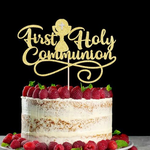 First Communion Cake Topper,God Bless,First Holy Communion Decoration,Featured God Christian Baptism/Confirmation/Baby Shower/Birthday/Sacrament Party Decoration supplies in Saudi Arabia