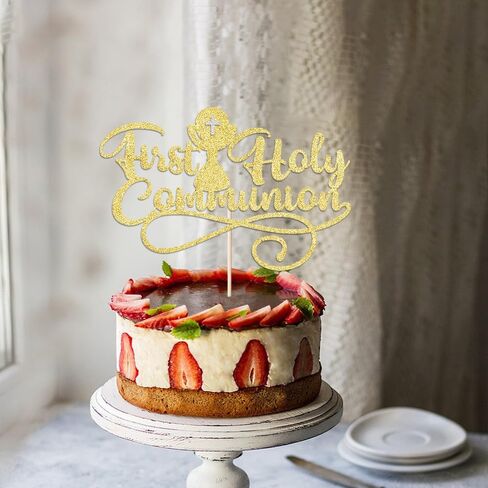 First Communion Cake Topper,God Bless,First Holy Communion Decoration,Featured God Christian Baptism/Confirmation/Baby Shower/Birthday/Sacrament Party Decoration supplies in Saudi Arabia