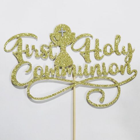 First Communion Cake Topper,God Bless,First Holy Communion Decoration,Featured God Christian Baptism/Confirmation/Baby Shower/Birthday/Sacrament Party Decoration supplies in Saudi Arabia
