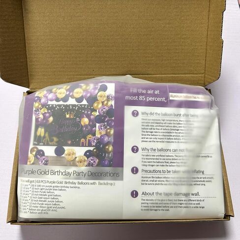 YinQin 63 PCS Purple Gold Happy Birthday Party Balloons Set with Birthday Photo Backgrounds Backdrops Banner Cloth Purple Golden Happy Bday Party Supplies Decorations for Girl Women in Saudi Arabia