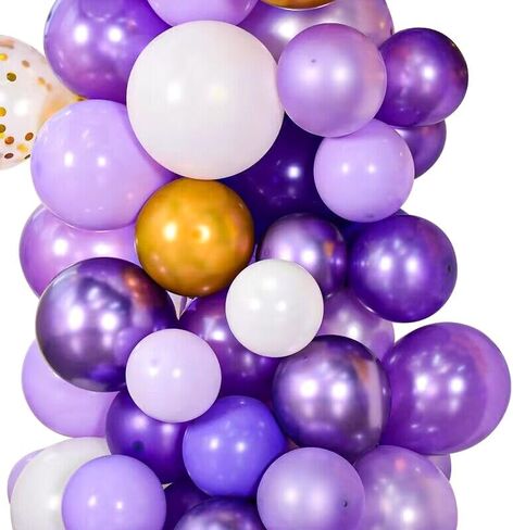 YinQin 63 PCS Purple Gold Happy Birthday Party Balloons Set with Birthday Photo Backgrounds Backdrops Banner Cloth Purple Golden Happy Bday Party Supplies Decorations for Girl Women in Saudi Arabia