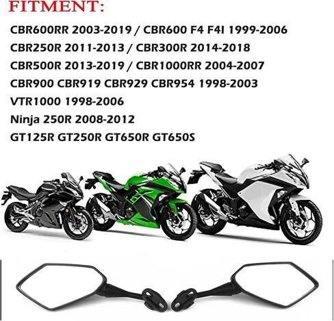 مرايا الرؤية الخلفية لدراجة نارية على شكل حصان القلب متوافقة مع CBR600 F4 F4I 1999-2006 CBR900 CBR919 CBR929 CBR954 1998-2003 RC51 RVT1000 DD250E DD300 DD350 in Kuwait