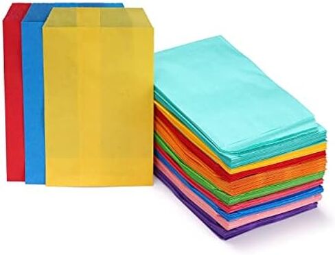 Quotidian Baby Pink Flat Large Greaseproof Paper Sandwich Bags 6 3/4" x 8'' (17 x 20.3cm) Pack of 100 - Bakery Cookies Candies Dessert Chocolate in Kuwait