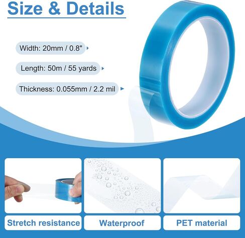 PATIKIL 20mm x 50m Refrigerator Tape PET Fridge Non-Residual Adhesive Tape for Fixing Drawer Refrigerator Air Conditioner Printer Sky Blue in Saudi Arabia
