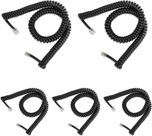 Lativu 5 Pack Phone Cord for Landline,10FT Uncoiled(1.4FT Coiled), Telephone Cord Phone Handset Cords for All Corded Landline Phones, Black in Saudi Arabia