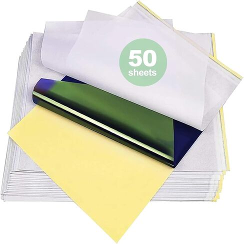 Tattoo Transfer Paper, 50 Sheets Stencil Transfer Paper for Tattooing, A4 Size Thermal Stencil Paper for Tattoo Supplies in Saudi Arabia
