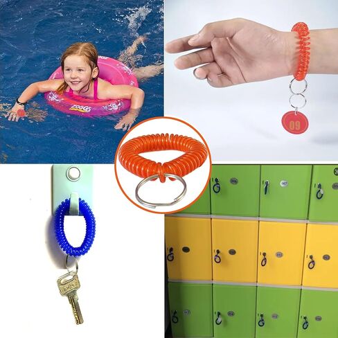 Pack of 60 Colorful Wrist Coil Keychain Wristband Spiral Key Ring Bracelet Key Holder for Pool Gym ID Badge(Red) in Saudi Arabia