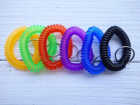 Pack of 60 Colorful Wrist Coil Keychain Wristband Spiral Key Ring Bracelet Key Holder for Pool Gym ID Badge(Red) in Saudi Arabia