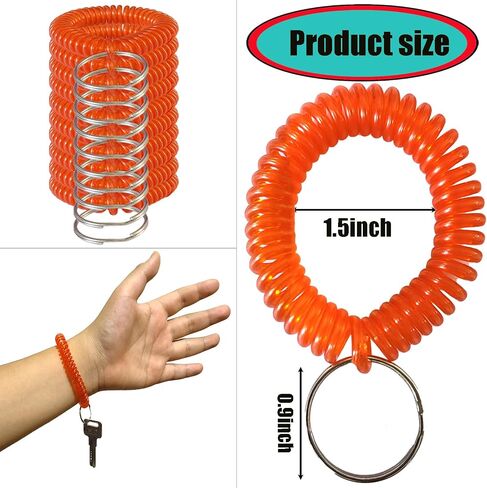 Pack of 60 Colorful Wrist Coil Keychain Wristband Spiral Key Ring Bracelet Key Holder for Pool Gym ID Badge(Red) in Saudi Arabia