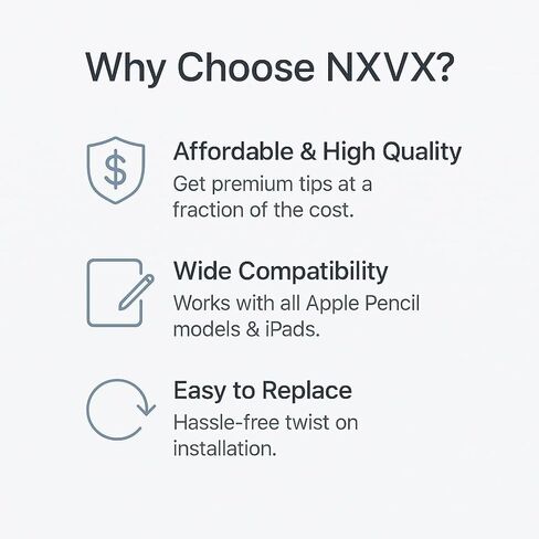 12-Pack Pencil Tips: High-Durability Replacement Nibs for Apple Pencil, Compatible with 1st & 2nd Gen, Ideal for iPad Pro, NXVX in Kuwait