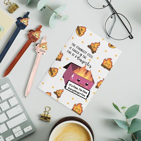 Eaasty 60 Pcs Dumpster Fire Pocket Notebooks Bulk Funny Inspirational Pen with Saying Dumpster Fire Ballpoint Pen Notebook Employee Appreciation Gift for Coworker Team Custodian Teacher (Colorful) in Saudi Arabia