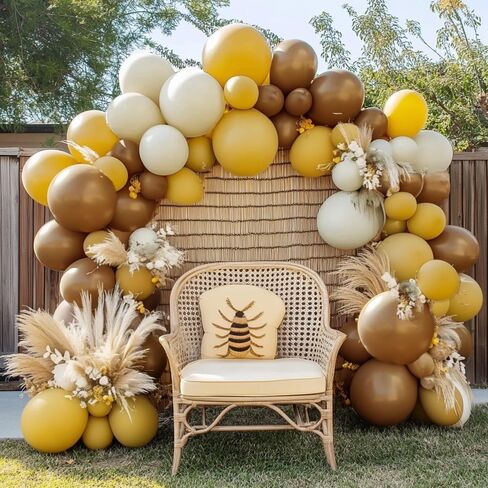 Balloon Garland Arch Kit Yellow Blush White Sand Brown Balloons Double Stuffed Mustard Yellow Different Sizes For Neutral Baby Shower Wedding Birthday Fall Party Decorations in Saudi Arabia