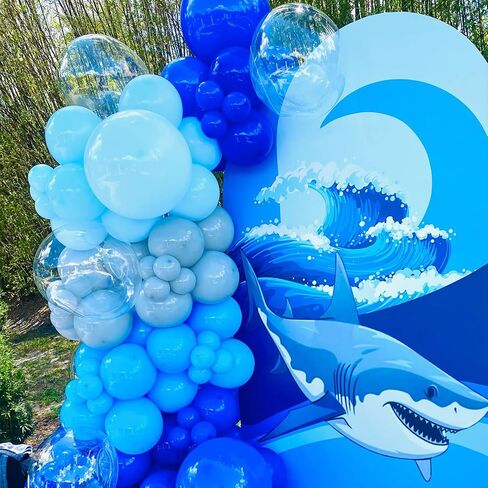 Shark Balloon Arch Kit for Ocean Under the Sea Birthday Party Decorations 153Pcs Blue Balloon Garland Kit with Shark Foil Balloons for Kids Boys Shark Week Ocean Animals Theme Baby Shower Supplies in Kuwait