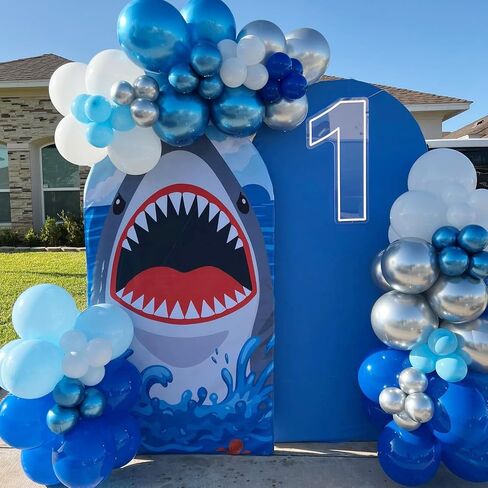 Shark Balloon Arch Kit for Ocean Under the Sea Birthday Party Decorations 153Pcs Blue Balloon Garland Kit with Shark Foil Balloons for Kids Boys Shark Week Ocean Animals Theme Baby Shower Supplies in Kuwait