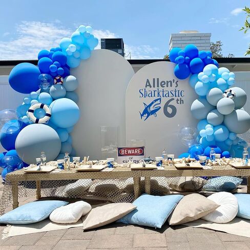 Shark Balloon Arch Kit for Ocean Under the Sea Birthday Party Decorations 153Pcs Blue Balloon Garland Kit with Shark Foil Balloons for Kids Boys Shark Week Ocean Animals Theme Baby Shower Supplies in Kuwait