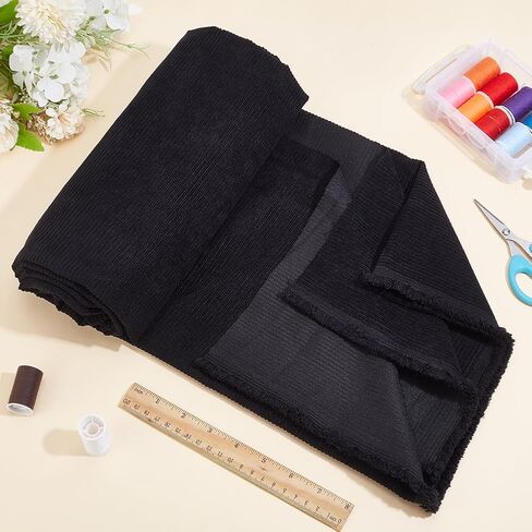 WADORN 61x39 Inch Corduroy Fabric, Stretch DIY Sewing Materials Soft Quilting Fabric for Clothing Dress Pants Costume Sofa Throw Pillow Cover Making, Black in Saudi Arabia