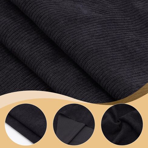 WADORN 61x39 Inch Corduroy Fabric, Stretch DIY Sewing Materials Soft Quilting Fabric for Clothing Dress Pants Costume Sofa Throw Pillow Cover Making, Black in Saudi Arabia