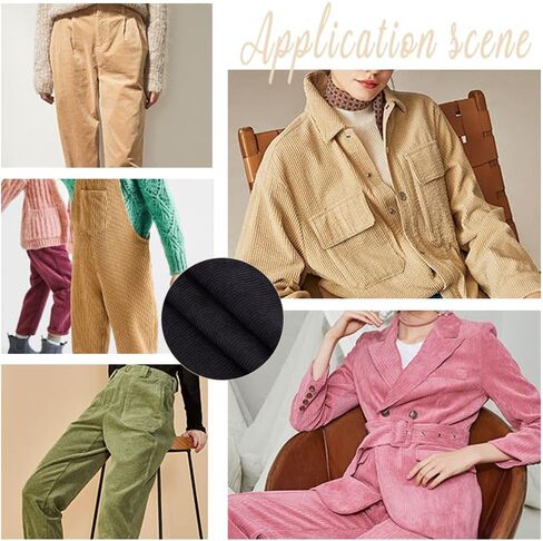 WADORN 61x39 Inch Corduroy Fabric, Stretch DIY Sewing Materials Soft Quilting Fabric for Clothing Dress Pants Costume Sofa Throw Pillow Cover Making, Black in Saudi Arabia