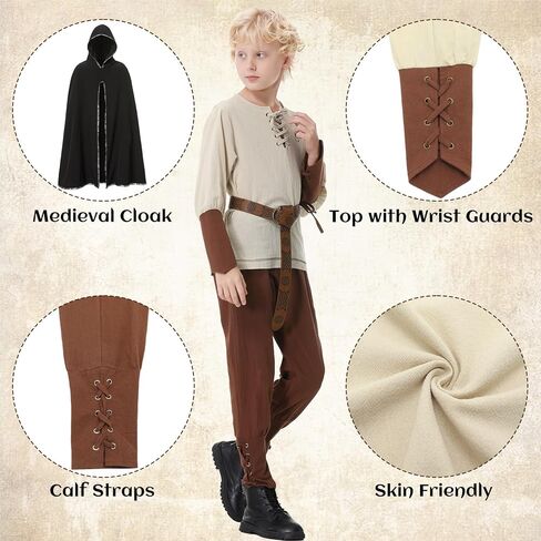 Ezuwail Boys Renaissance Costumes Outfit Kids Medieval Viking Costume Sets for Halloween, Ren Fair in Kuwait