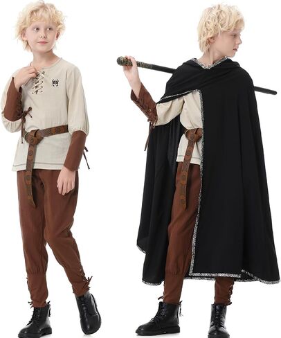 Ezuwail Boys Renaissance Costumes Outfit Kids Medieval Viking Costume Sets for Halloween, Ren Fair in Kuwait