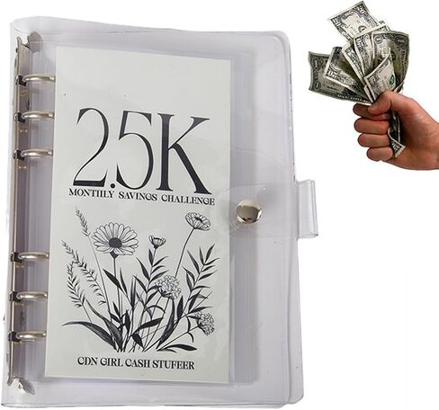 12-Month Money Savings Challenges Book with Envelopes,Envelope Savings Binder Challenge Book,Reusable 2.5K/5K/10K Dollars Money Budget Binder for Cash Saving (10K/1pcs) in Saudi Arabia