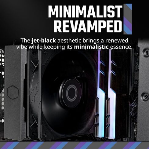 مبرد هواء وحدة المعالجة المركزية Cooler Master Hyper 212 أسود، مروحة SickleFlow 120 Edge، غطاء علوي من الألومنيوم، 4 أنابيب حرارية نحاسية، CryoFuze، طول 152 مم، أقواس AMD Ryzen AM5/AM4، Intel LGA1700/1200 (RR-S4KK-25SN-R1) in Kuwait