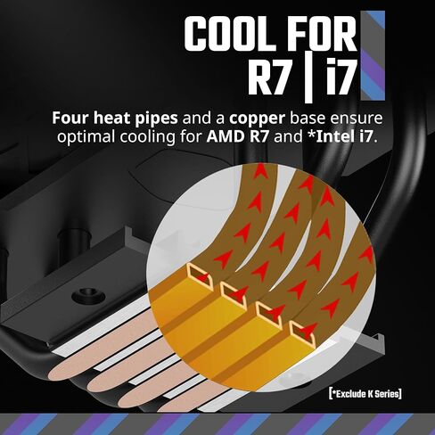 مبرد هواء وحدة المعالجة المركزية Cooler Master Hyper 212 أسود، مروحة SickleFlow 120 Edge، غطاء علوي من الألومنيوم، 4 أنابيب حرارية نحاسية، CryoFuze، طول 152 مم، أقواس AMD Ryzen AM5/AM4، Intel LGA1700/1200 (RR-S4KK-25SN-R1) in Kuwait