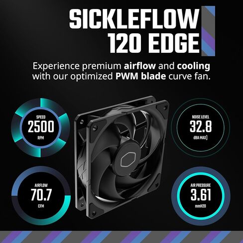مبرد هواء وحدة المعالجة المركزية Cooler Master Hyper 212 أسود، مروحة SickleFlow 120 Edge، غطاء علوي من الألومنيوم، 4 أنابيب حرارية نحاسية، CryoFuze، طول 152 مم، أقواس AMD Ryzen AM5/AM4، Intel LGA1700/1200 (RR-S4KK-25SN-R1) in Kuwait