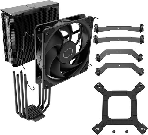 مبرد هواء وحدة المعالجة المركزية Cooler Master Hyper 212 أسود، مروحة SickleFlow 120 Edge، غطاء علوي من الألومنيوم، 4 أنابيب حرارية نحاسية، CryoFuze، طول 152 مم، أقواس AMD Ryzen AM5/AM4، Intel LGA1700/1200 (RR-S4KK-25SN-R1) in Kuwait