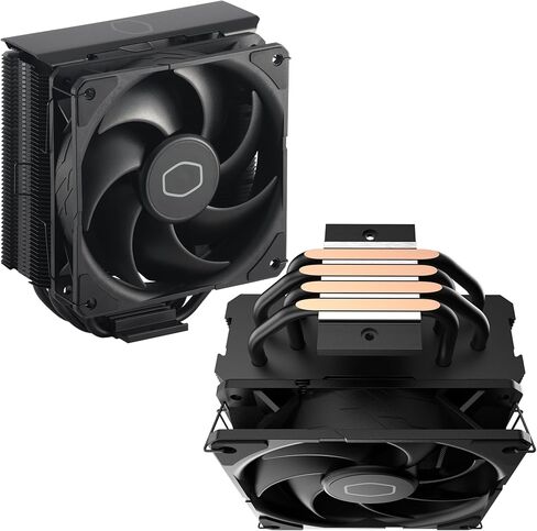 مبرد هواء وحدة المعالجة المركزية Cooler Master Hyper 212 أسود، مروحة SickleFlow 120 Edge، غطاء علوي من الألومنيوم، 4 أنابيب حرارية نحاسية، CryoFuze، طول 152 مم، أقواس AMD Ryzen AM5/AM4، Intel LGA1700/1200 (RR-S4KK-25SN-R1) in Kuwait