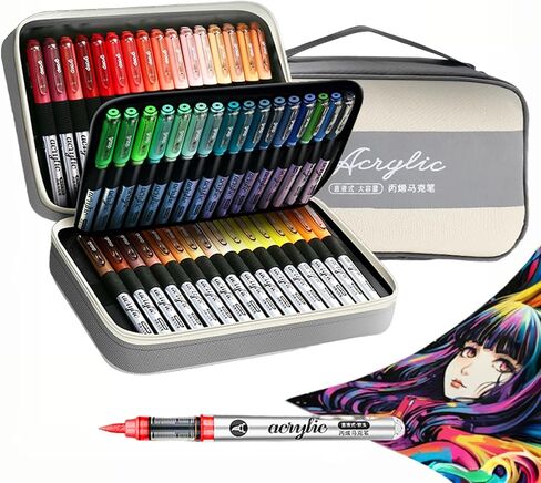 120 Colors Acrylic Paint Markers Set, Water Based Acrylic Paint Pens With Visual Ink Window,Soft Brush Tip Acrylic Markers for canvas, Egg, rock painting,Wood, Stone, Glass, Fabric and DIY Crafts Art in Saudi Arabia