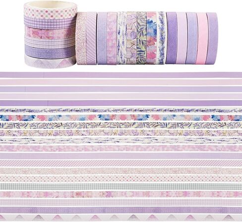 20 لفائف الأرجواني الأرجواني شريط washi ، شريط الورق غسالة الأزهار منقوشة الشريط الزخرفي 7mm عريض عتيق بوهو لطيف ملصق ديكور شريط لاصق للاصطدام برصاصة مجلة مخطط هدية التغليف ديي الحرف اليدوية in Saudi Arabia