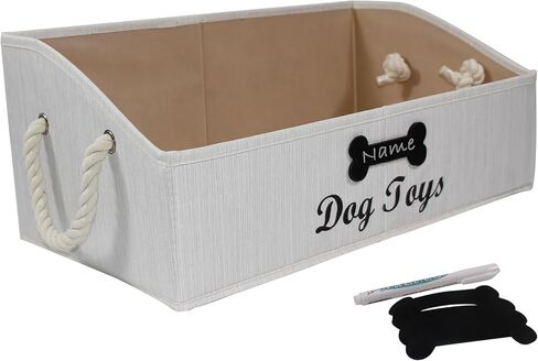 2 Pack Dog Toy Basket |Trapezoid Fabric Dog Toy Bin|Dog Toy Box for Living Room Area|Collapsible Dog Basket|Pet Toy Basket for Dogs|Dog Stuff Organizer for Pet Toys,Leash,Blanket-Cute Printing in Kuwait