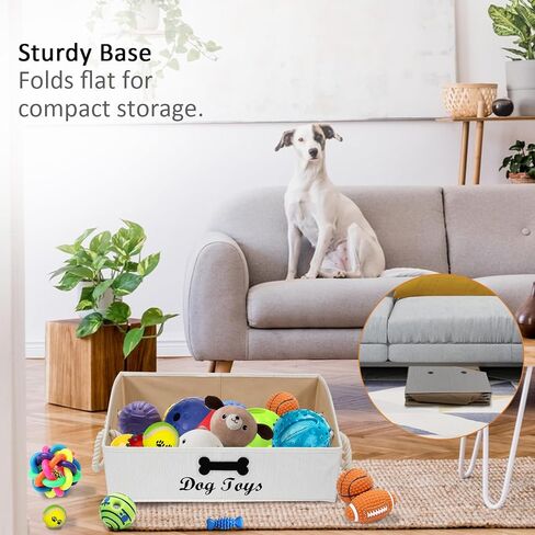 2 Pack Dog Toy Basket |Trapezoid Fabric Dog Toy Bin|Dog Toy Box for Living Room Area|Collapsible Dog Basket|Pet Toy Basket for Dogs|Dog Stuff Organizer for Pet Toys,Leash,Blanket-Cute Printing in Kuwait
