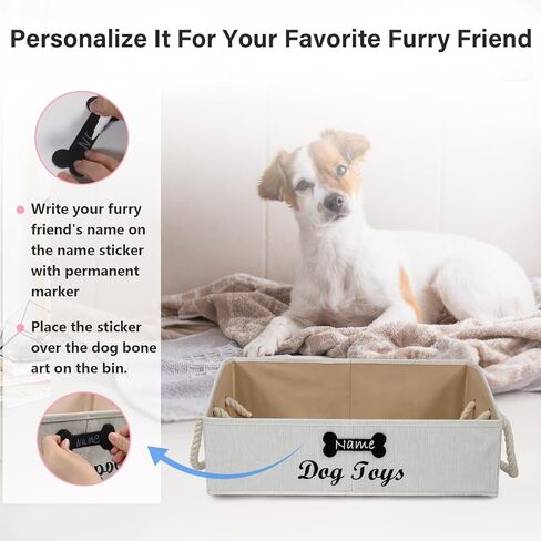 2 Pack Dog Toy Basket |Trapezoid Fabric Dog Toy Bin|Dog Toy Box for Living Room Area|Collapsible Dog Basket|Pet Toy Basket for Dogs|Dog Stuff Organizer for Pet Toys,Leash,Blanket-Cute Printing in Kuwait