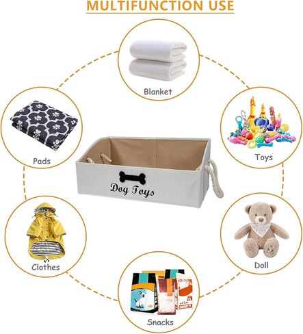 2 Pack Dog Toy Basket |Trapezoid Fabric Dog Toy Bin|Dog Toy Box for Living Room Area|Collapsible Dog Basket|Pet Toy Basket for Dogs|Dog Stuff Organizer for Pet Toys,Leash,Blanket-Cute Printing in Kuwait