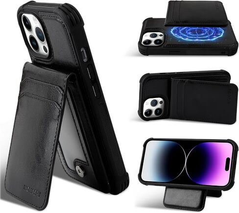 MONASAY Magwallet Case Fit iPhone 13 Pro, [Support MagSafe Wireless Charging][Glass Screen Protector] Flip Folio Magnetic Leather Wallet Phone Cover with Detachable Card Holder, Pinksand in Kuwait