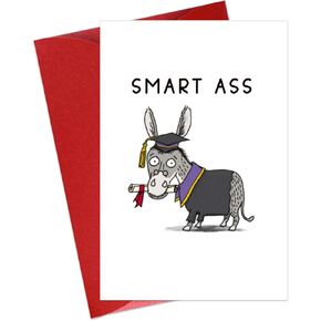 Smart Ass Funny Graduation Card for Her Him Class of 2024 Graduation Greeting Card Congrats Graduation Gift Card High School College Graduation Gifts for Girls Boys Daughter Son Students