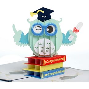 Graduation Pop Up Card with Unique Wise Owl Design, Graduation Card, High School Congratulations Cards, Birthday Card - Pop Up Cards for Son, Daughter, Sister