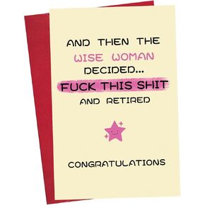 Funny Retirement Card for Women, Colleague Leaving Work Cards, Retiring Gift for Coworker, Humor Retirement Cards, The Wise Women Retired Congratulation Card
