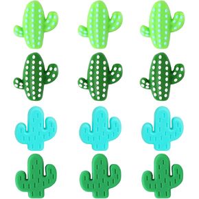 LIYDE 12 PCS حبات السيليكون الصبار لصنع المجوهرات - حبات فاصل على شكل صبار ملونة لحرف DIY وتصنيع الأساور