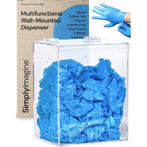 Wall-Mounted Glove Dispenser for Emesis Bags, Hairnet, Face Mask, Laundry Pods, Safety Glasses, Earplugs- Acrylic Medical Shoe Covers, Safety Goggles, Toys, Hair Accessories, Beard Nets
