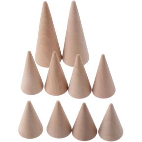 10pcs 3 أحجام مختلفة من الخشب الطبيعي الخشب مخروط حلقات مخروطية صلبة مسطحة قاعدة المجوهر
