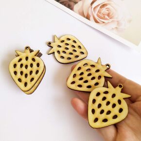 30PCS DIY حلق المجوهرات الخشبية ، شكل الفراولة لا ينتهك ليزر قطعت أقراط الخشب الطبيعي (2 '')